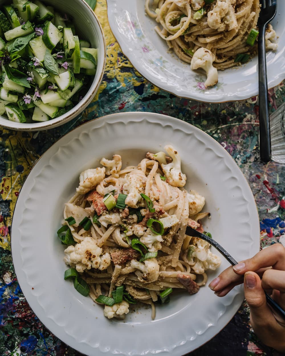 Annoskuva reseptille kukkakaali-pekonipasta