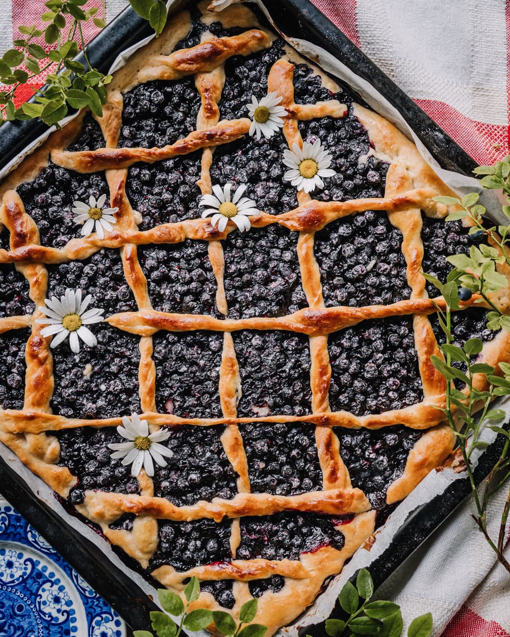 Annoskuva reseptille Mustikkapiirakka pullapohjalla