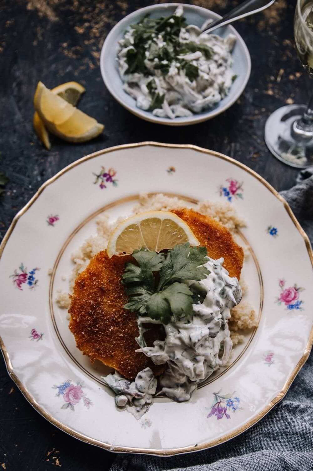 Annoskuva reseptille kurpitsapihvit ja kylmä sienikastike