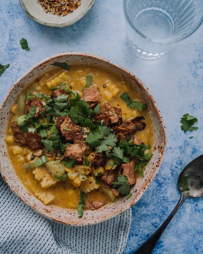 Annoskuva reseptille maissi-kurpitsakeitto