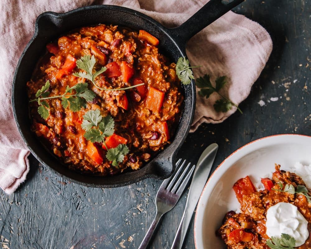 Annoskuva reseptille chili sin carne nyhtökaurasta