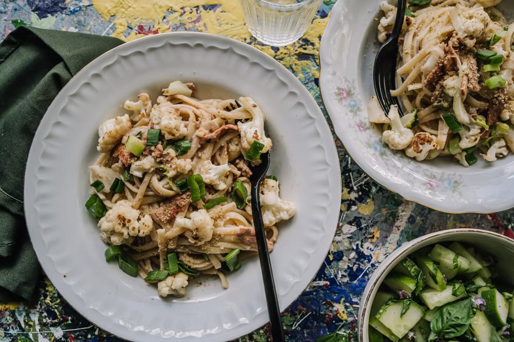 Annoskuva reseptille kukkakaali-pekonipasta