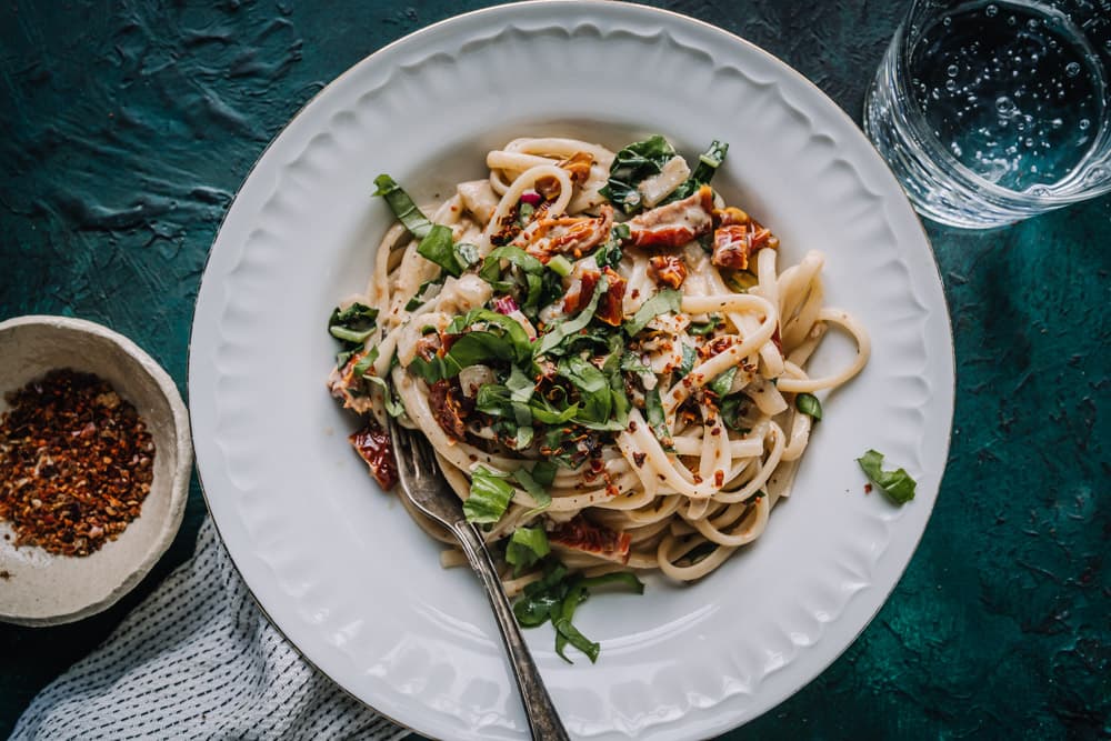 Annoskuva reseptille aurinkokuivattu tomaatti -pasta