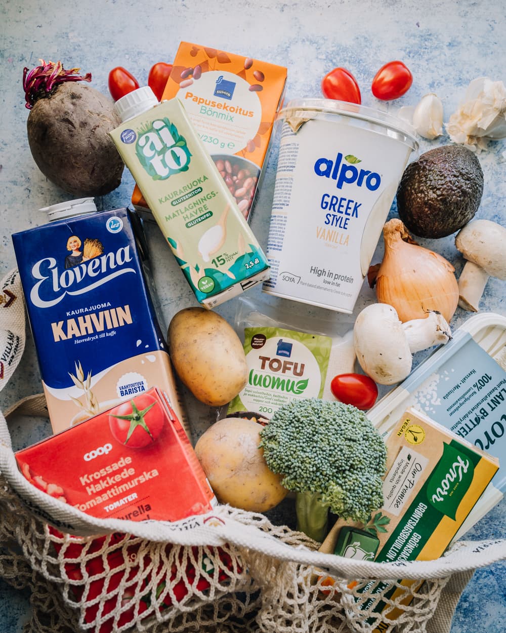 Kuva artikkelille vegaanin ostoskori