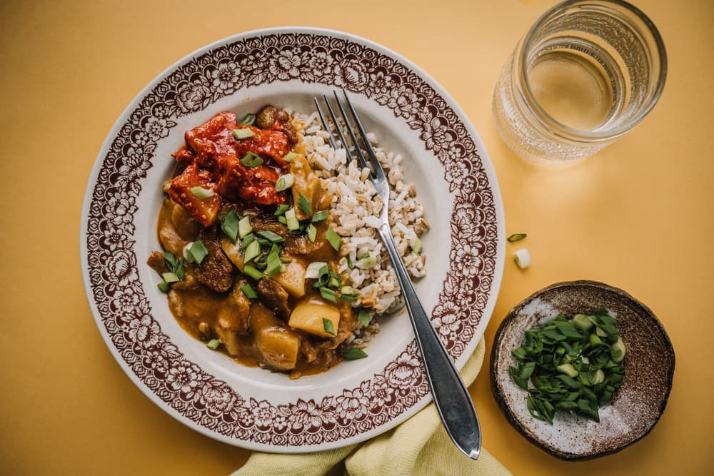 Annoskuva reseptille vegaaninen kana-perunacurry