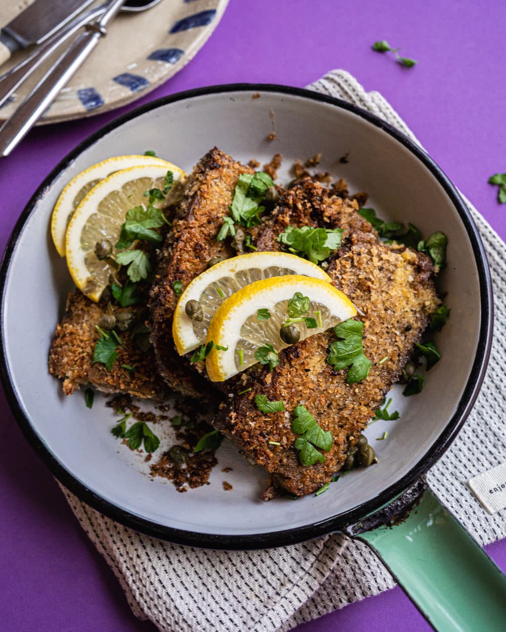 Annoskuva reseptille seitanschnitzelit, vegaaniset schnitzelit